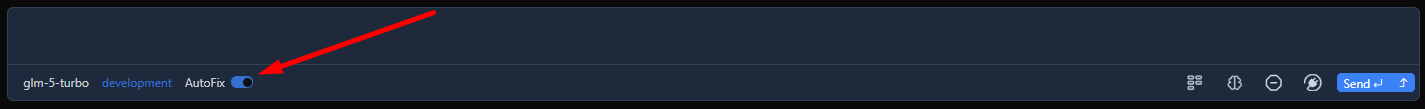 AutoFix toggle in the chat message input area