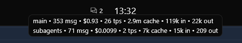 Chat header stats badge expanded