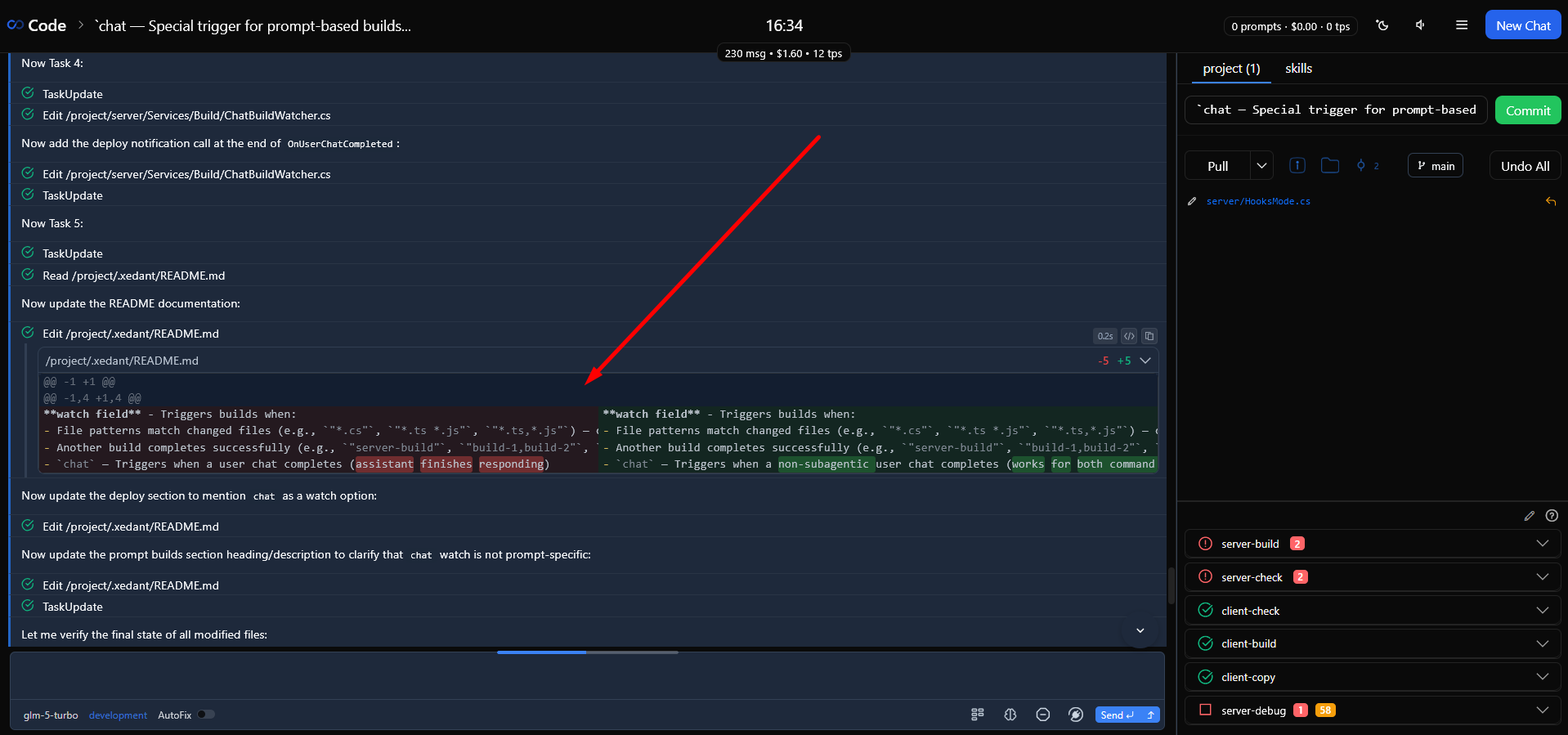 Chat output validation