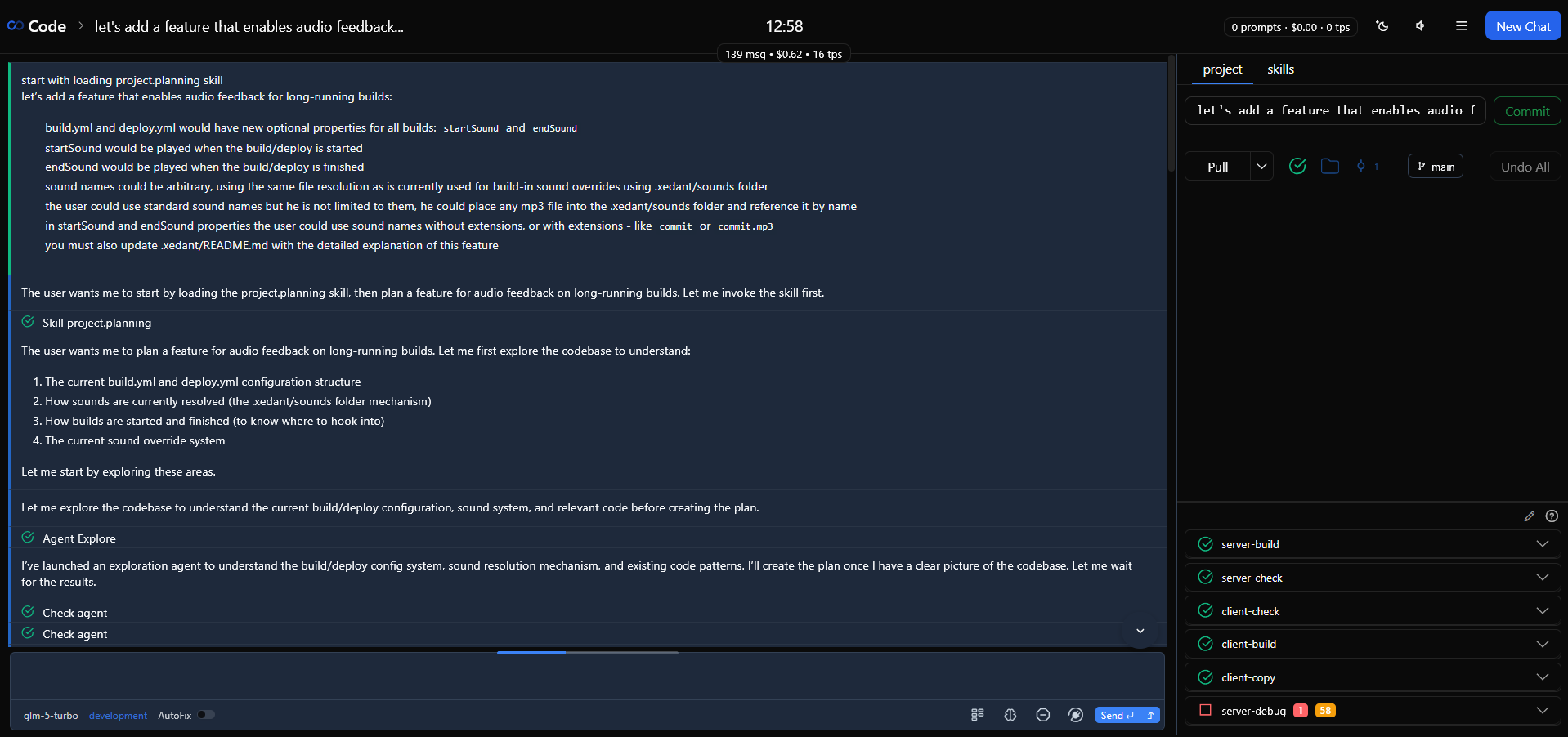 Xedant Code UI screenshot