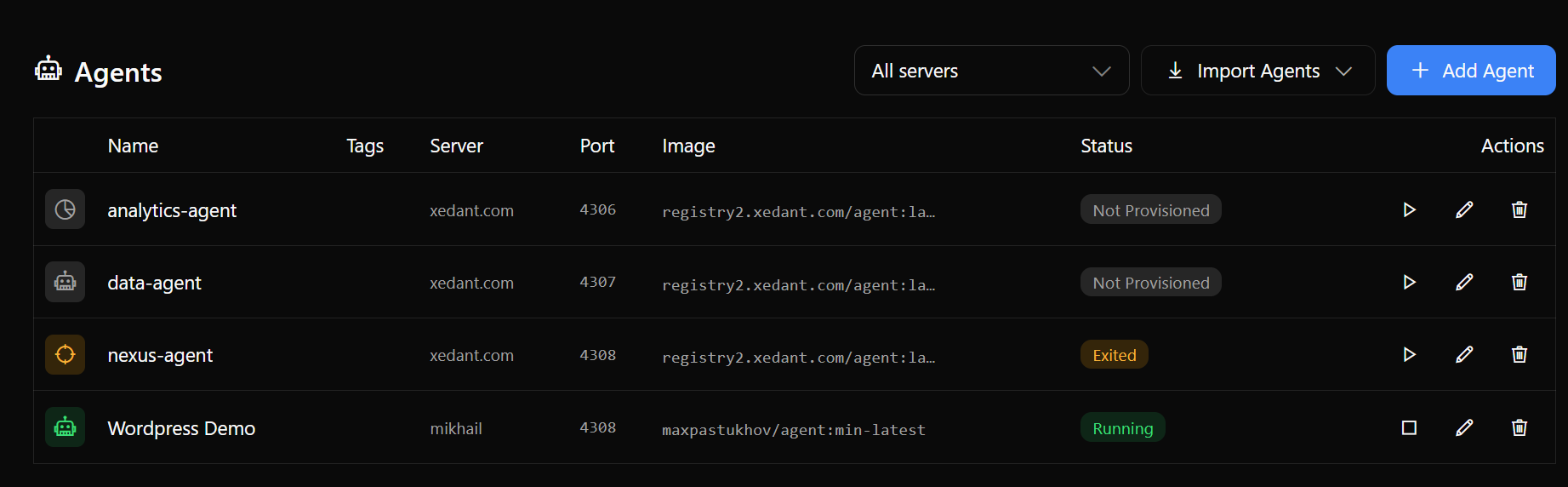 Deploying agents: an agent card and settings preview
